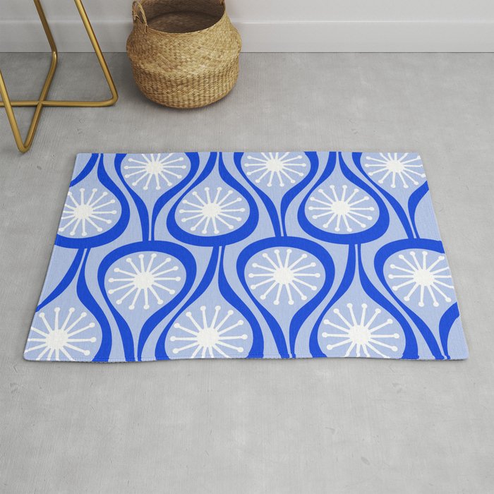 Mid Century Modern Atomic Drops Light Blue Royal Blue Rug Gallery Image 1
