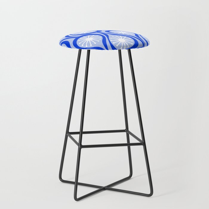 Mid Century Modern Atomic Drops Light Blue Royal Blue Stool Gallery Image 1