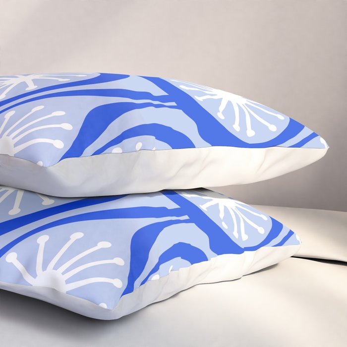 Mid Century Modern Atomic Drops Light Blue Royal Blue Pillow Sham Gallery Image 3