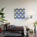 Mid Century Modern Atomic Drops Light Blue Royal Blue Wood Wall Art Gallery Image 2
