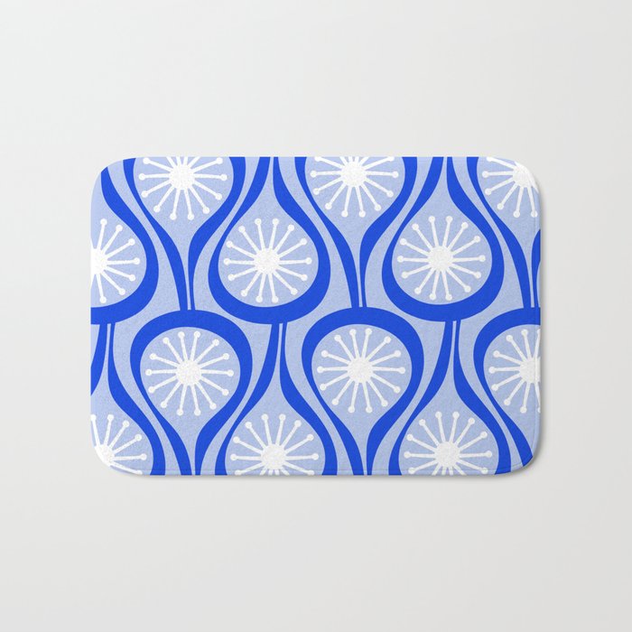 Mid Century Modern Atomic Drops Light Blue Royal Blue Bath Mat Gallery Image 1