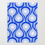 Mid Century Modern Atomic Drops Light Blue Royal Blue Poster Gallery Image 4