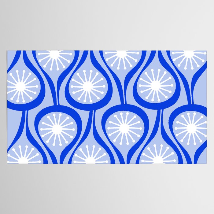 Mid Century Modern Atomic Drops Light Blue Royal Blue Tablecloth Gallery Image 2