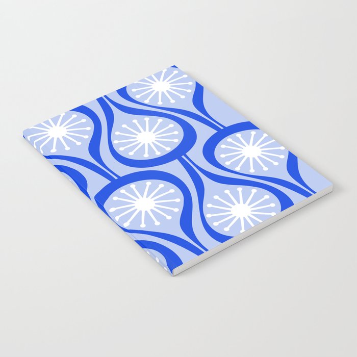 Mid Century Modern Atomic Drops Light Blue Royal Blue Notebook Gallery Image 2