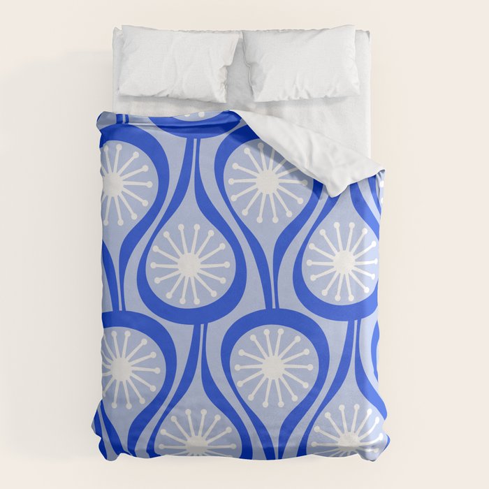 Mid Century Modern Atomic Drops Light Blue Royal Blue Duvet Cover Gallery Image 6