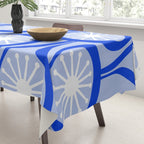 Mid Century Modern Atomic Drops Light Blue Royal Blue Tablecloth Gallery Image 3