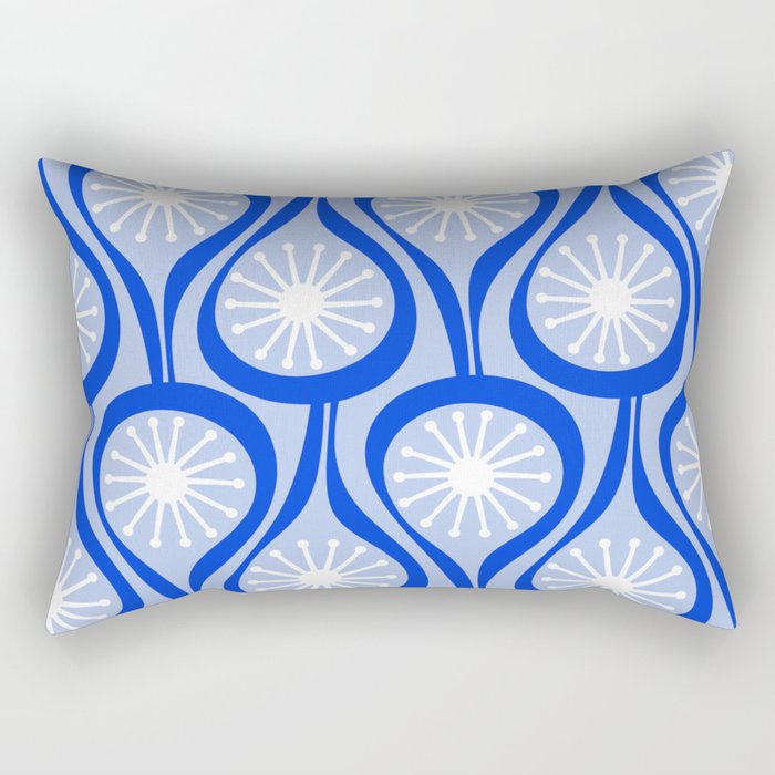 Mid Century Modern Atomic Drops Light Blue Royal Blue Rectangular Pillow Gallery Image 1