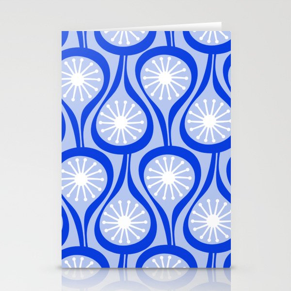 Mid Century Modern Atomic Drops Light Blue Royal Blue Stationery Card Gallery Image 2