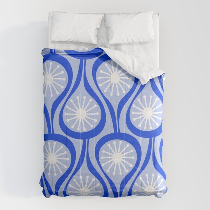 Mid Century Modern Atomic Drops Light Blue Royal Blue Comforter Gallery Image 1