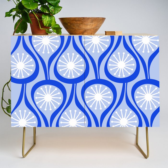 Mid Century Modern Atomic Drops Light Blue Royal Blue Credenza Gallery Image 1