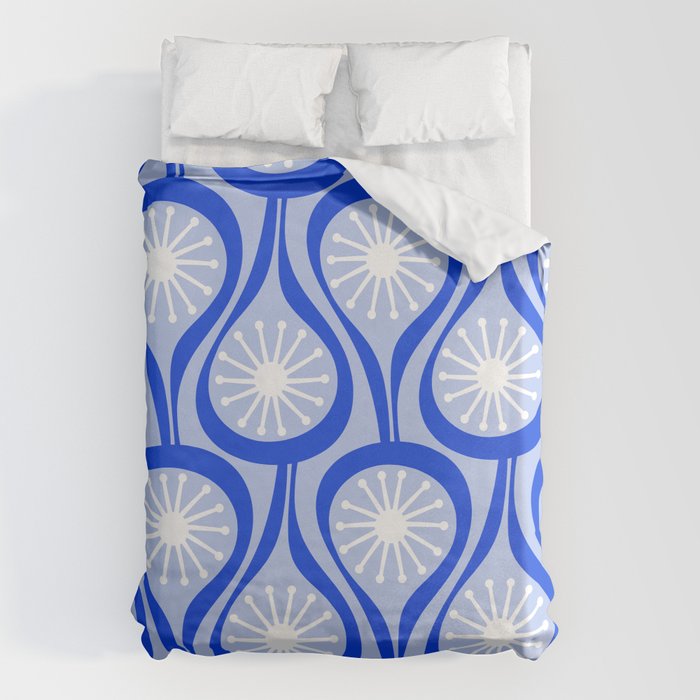 Mid Century Modern Atomic Drops Light Blue Royal Blue Duvet Cover Gallery Image 6