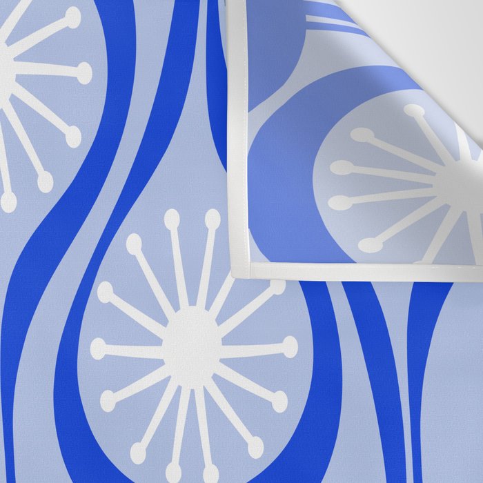 Mid Century Modern Atomic Drops Light Blue Royal Blue Wall Tapestry Gallery Image 3