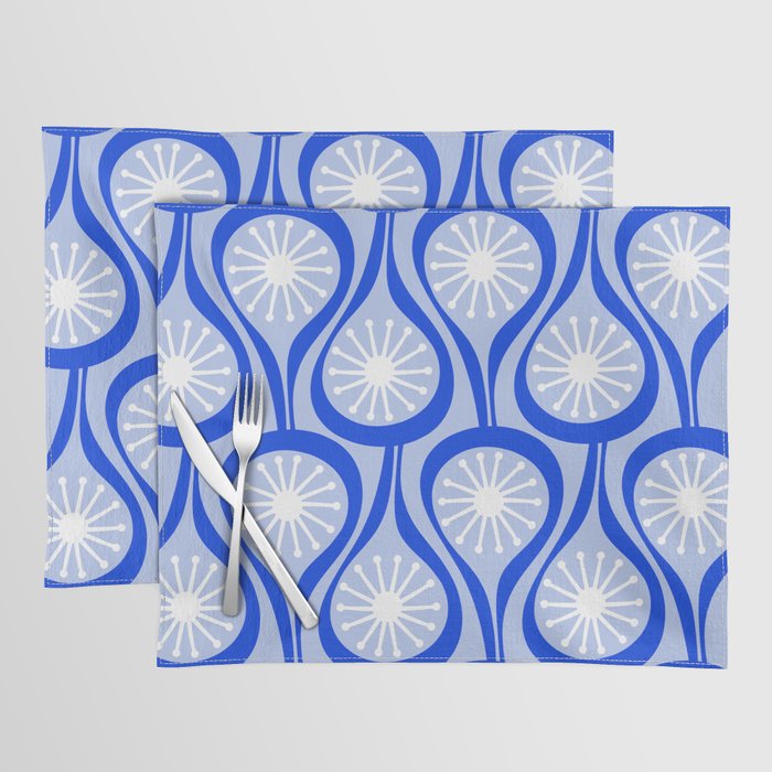 Mid Century Modern Atomic Drops Light Blue Royal Blue Placemat Gallery Image 1