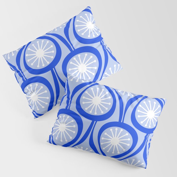 Mid Century Modern Atomic Drops Light Blue Royal Blue Pillow Sham Gallery Image 1
