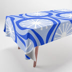 Mid Century Modern Atomic Drops Light Blue Royal Blue Tablecloth Gallery Image 1