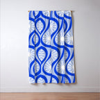Mid Century Modern Atomic Drops Light Blue Royal Blue Window Curtain Gallery Image 3