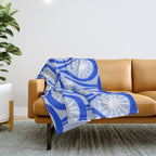 Mid Century Modern Atomic Drops Light Blue Royal Blue Throw Blanket Gallery Image 1