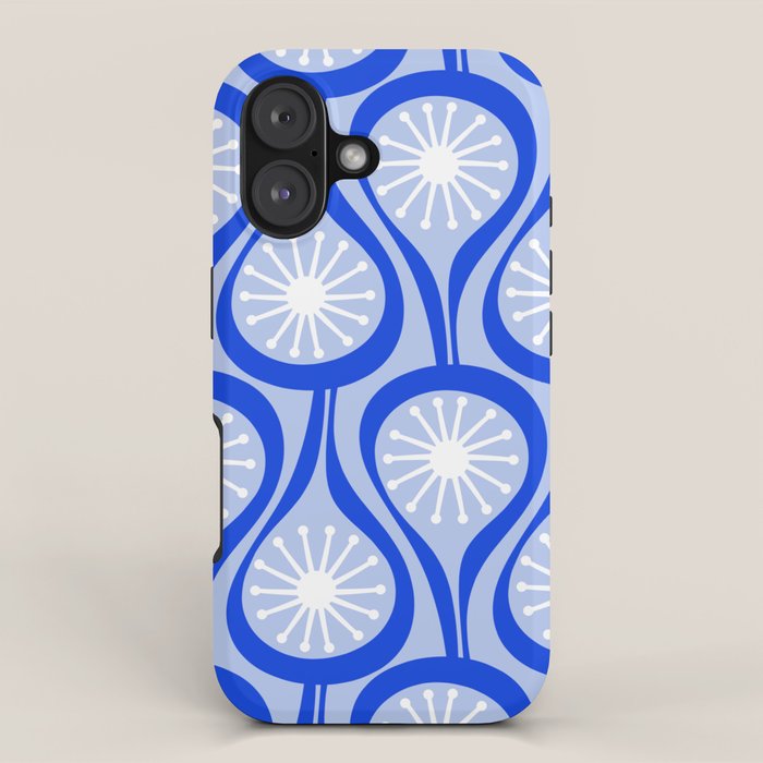 Mid Century Modern Atomic Drops Light Blue Royal Blue iPhone Case Gallery Image 1