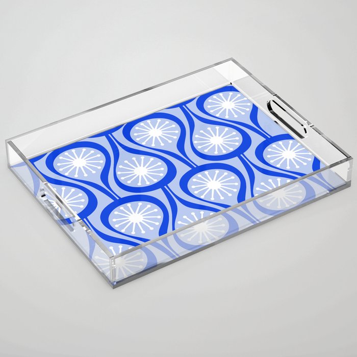 Mid Century Modern Atomic Drops Light Blue Royal Blue Acrylic Tray Gallery Image 1