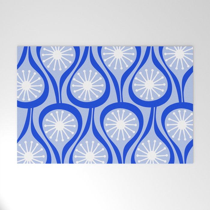 Mid Century Modern Atomic Drops Light Blue Royal Blue Welcome Mat Gallery Image 1