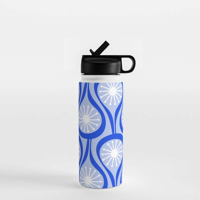 Mid Century Modern Atomic Drops Light Blue Royal Blue Water Bottle Gallery Image 1