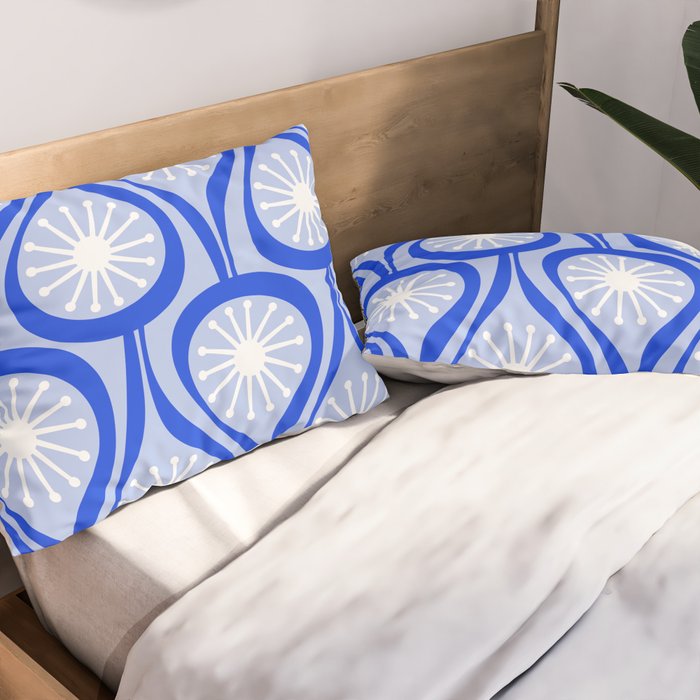 Mid Century Modern Atomic Drops Light Blue Royal Blue Pillow Sham Gallery Image 2