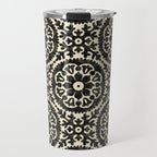 Folk Art Mandala - black and cream Travel Mug Gallery Image 1