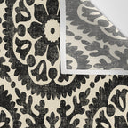 Folk Art Mandala - black and cream Wall Tapestry Gallery Image 3