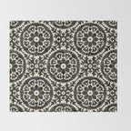 Folk Art Mandala - black and cream Throw Blanket Gallery Image 2