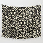 Folk Art Mandala - black and cream Wall Tapestry Gallery Image 4