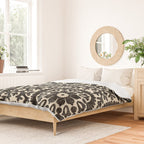 Folk Art Mandala - black and cream Duvet Cover Gallery Image 2