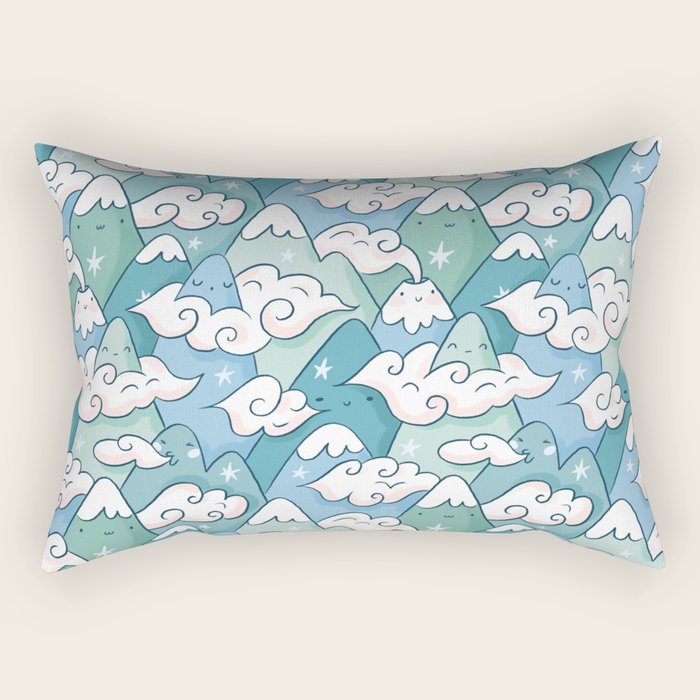Cute mountains in clouds Rectangular Pillow Gallery Image 1