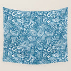 Paisley Indigo Nature Swirls Wall Tapestry Gallery Image 4