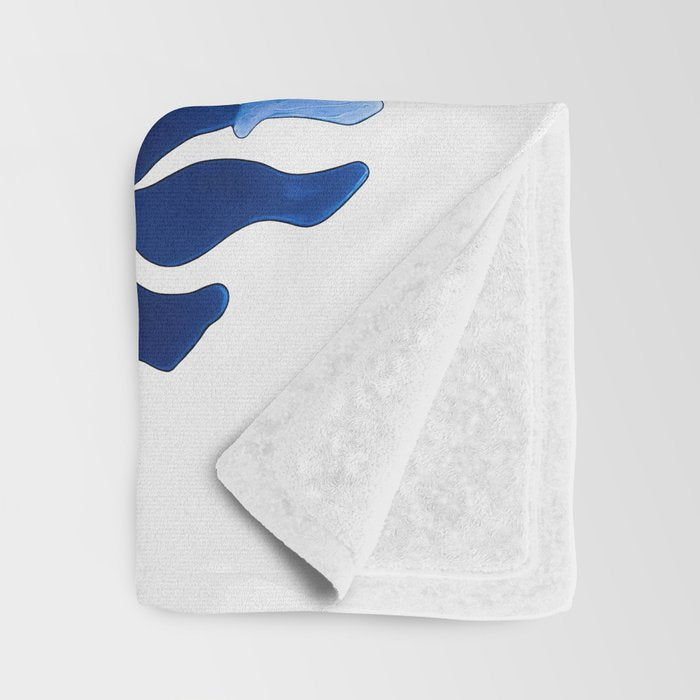 Blue Floral Print Minimalist Japanese Wall Art Throw Blanket Gallery Image 3