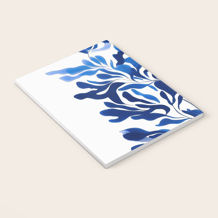 Blue Floral Print Minimalist Japanese Wall Art Notebook Gallery Image 3