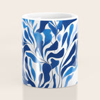 Blue Floral Print Minimalist Japanese Wall Art Coffee Mug Gallery Image 4