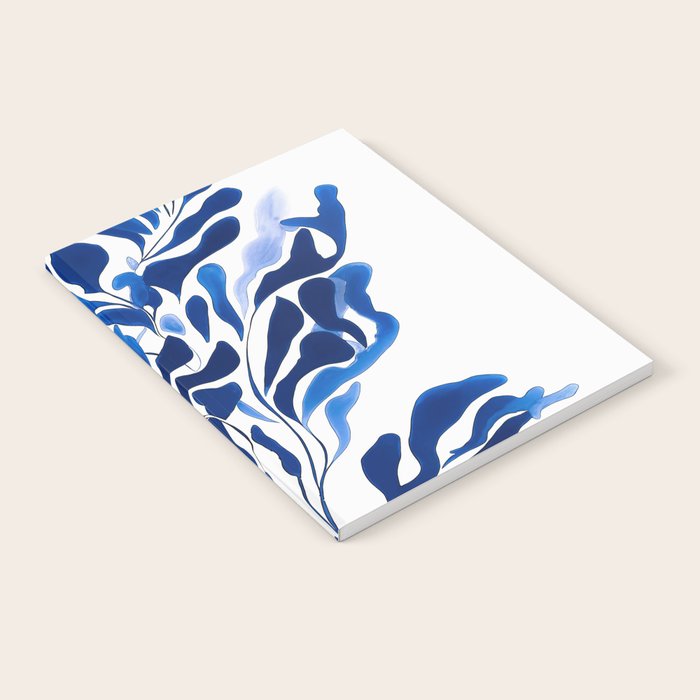 Blue Floral Print Minimalist Japanese Wall Art Notebook Gallery Image 2