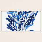 Blue Floral Print Minimalist Japanese Wall Art Desk Mat Gallery Image 3
