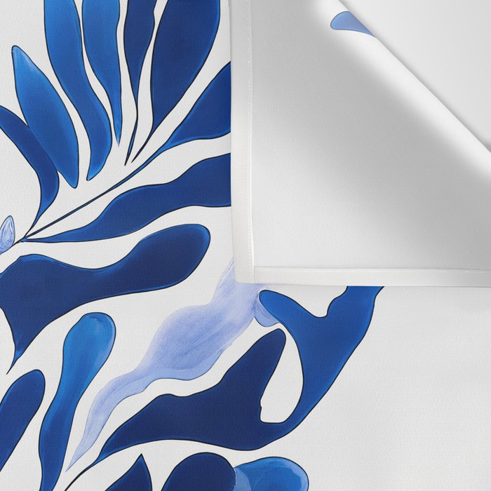 Blue Floral Print Minimalist Japanese Wall Art Wall Tapestry Gallery Image 3