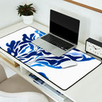 Blue Floral Print Minimalist Japanese Wall Art Desk Mat Gallery Image 2