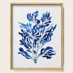 Blue Floral Print Minimalist Japanese Wall Art Serving Tray Gallery Image 1