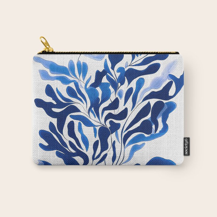 Blue Floral Print Minimalist Japanese Wall Art Carry All Pouch Gallery Image 1