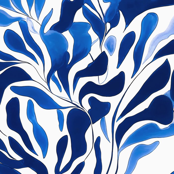 Blue Floral Print Minimalist Japanese Wall Art Coffee Mug Gallery Image 2
