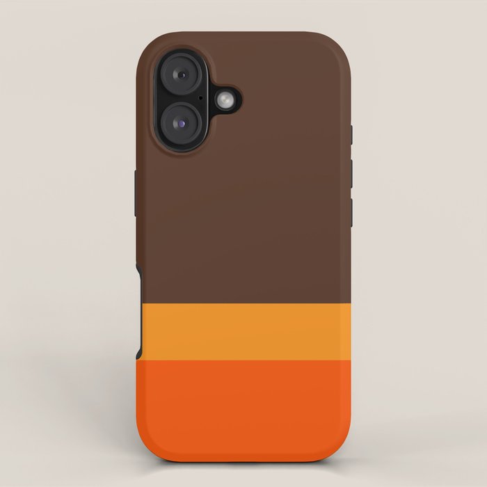 Minimal 70s Color Block in Dark Brown and Orange Tones iPhone Case Gallery Image 1