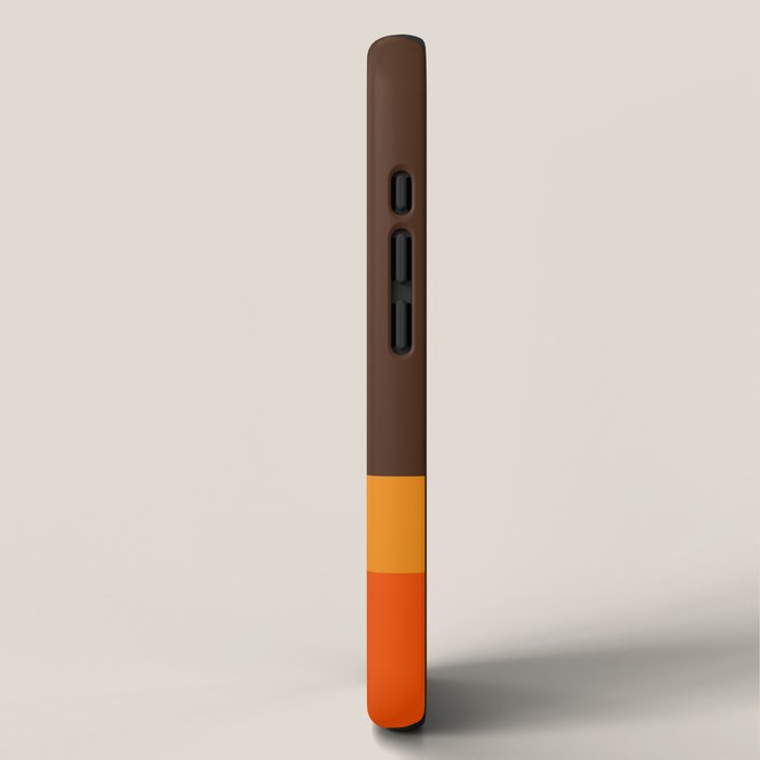 Minimal 70s Color Block in Dark Brown and Orange Tones iPhone Case Gallery Image 2