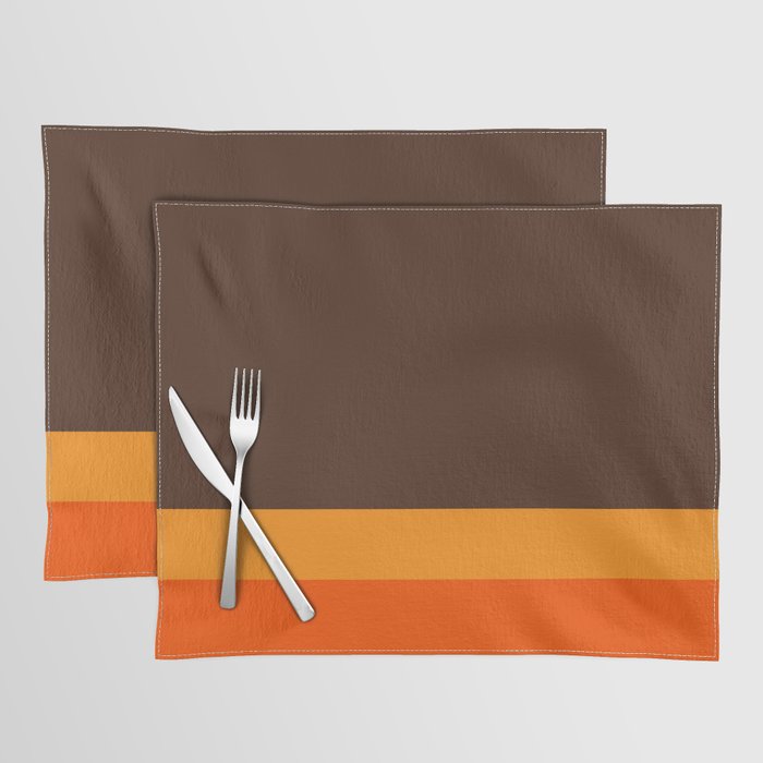 Minimal 70s Color Block in Dark Brown and Orange Tones Placemat Gallery Image 1