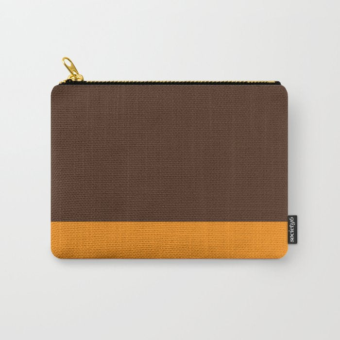 Minimal 70s Color Block in Dark Brown and Orange Tones Carry All Pouch Gallery Image 1