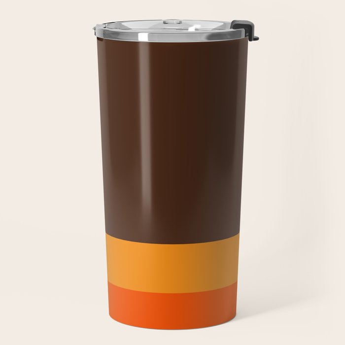Minimal 70s Color Block in Dark Brown and Orange Tones Travel Mug Gallery Image 2
