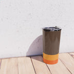 Minimal 70s Color Block in Dark Brown and Orange Tones Travel Mug Gallery Image 4
