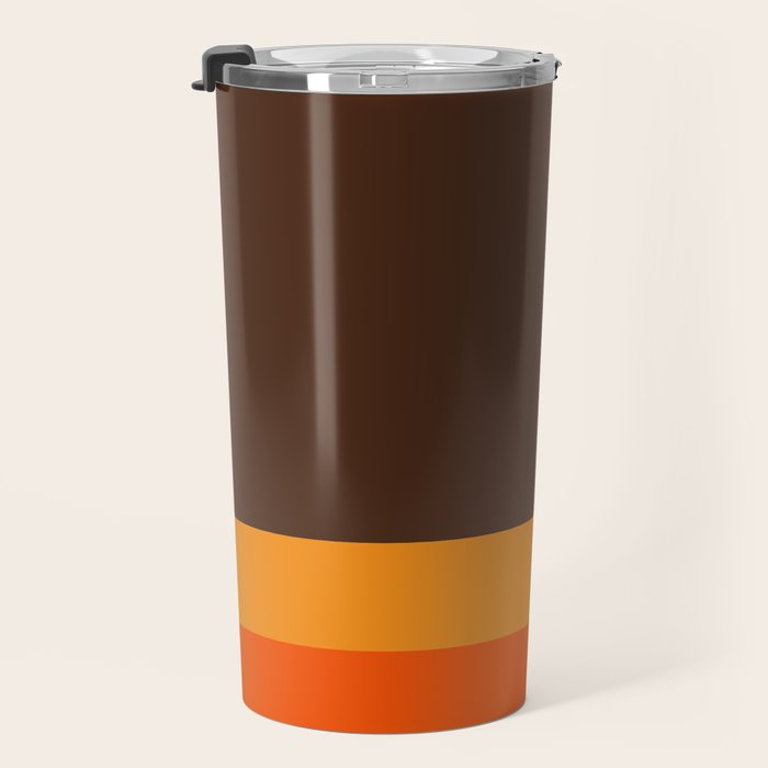 Minimal 70s Color Block in Dark Brown and Orange Tones Travel Mug Gallery Image 3